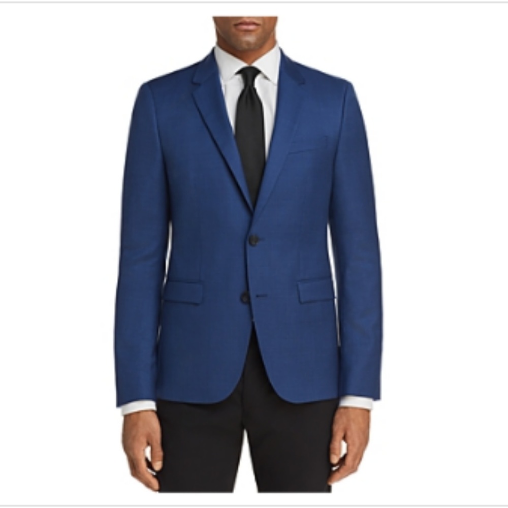 $450 Hugo Boss Astian Slim Fit Nailshead Suit Separate Sport Coat Blue Navy 42L